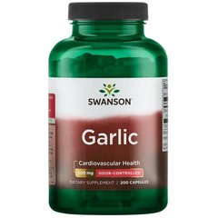 Часник - контрольований запах, Garlic - Odor-Controlled, Swanson, 500 мг 200 капсул