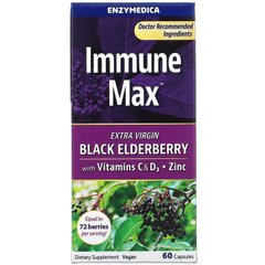 Enzymedica, Immune Max, чорна бузина з вітамінами C та D3, цинк, 60 капсул