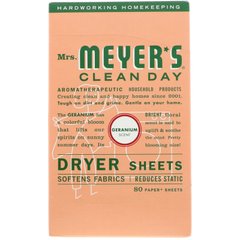 Салфетки для сушильной машины, запах герани, Mrs. Meyers Clean Day, 80 щт купить в Киеве и Украине