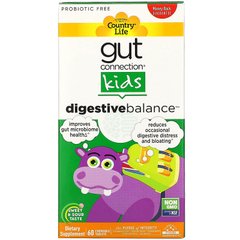 Пищеварительный баланс для детей кисло-сладкий вкус Country Life (Gut Connection Kids Digestive Balance) 60 жевательных таблеток купить в Киеве и Украине