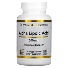 Альфа-ліпоєва кислота California Gold Nutrition (Alpha Lipoic Acid) 600 мг 120 рослинних капсул