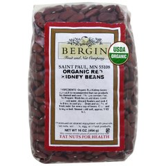 Органическая красная фасоль, Organic Red Kidney Beans, Bergin Fruit and Nut Company, 454 г купить в Киеве и Украине