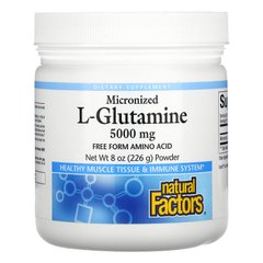 Natural Factors, Мікронізований L-глутамін, 5000 мг, 8 унцій (226 г) у порошку