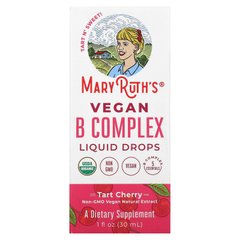 MaryRuth Organics, Рідкі краплі веганського комплексу B, вишня, 1 рідка унція (30 мл)