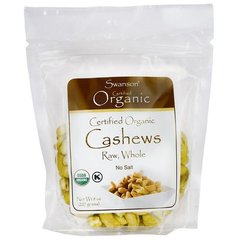 Сертифицированный органический кешью сырье, Certified Organic Cashews Raw, Whole No Salt, Swanson, 227 грам купить в Киеве и Украине
