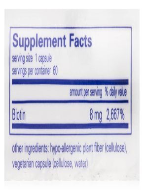 Biotin Pure Encapsulations (Biotin) 8 mg 60 capsules