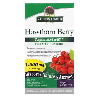 Боярышник, 1500 мг, Hawthorn Berry, Nature's Answer, 90 вегетарианских капсул купить в Киеве и Украине