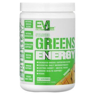 EVLution Nutrition, Stacked Greens Energy, Mango, 7.2 oz (204 g) купить в Киеве и Украине