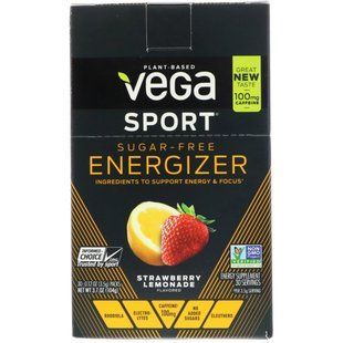 Sport, Energizer without Sugar, Strawberry Lemonade, Vega, 30 Packs, 3.5 g