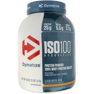 ISO100 hydrolyzed, 100% whey protein isolate, cinnamon bun, Dymatize Nutrition, 1.4 kg