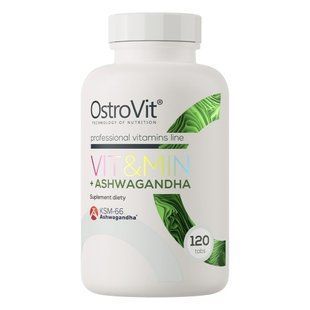 Вітаміни з ашвагандою OstroVit (VIT&MIN + Ashwagandha) 120 таблеток