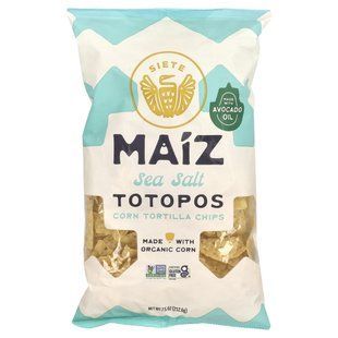 Siete, Maiz Totopos Corn Tortilla Chips, Sea Salt, 7.5 oz (212.6 g) купить в Киеве и Украине