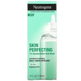 Neutrogena, Skin Perfecting, liquid exfoliant for daily use, for oily skin, fragrance-free, 118 ml (4 fl oz).