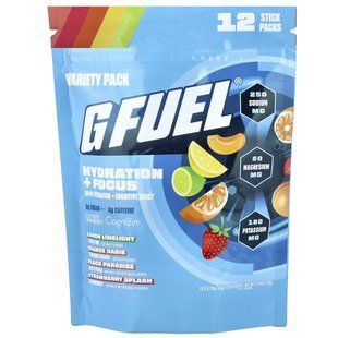 G FUEL, Hydration + Focus, Electrolyte Drink Mix with Cognizin&reg;, Variety Pack, 12 Stick Packs, 0.21 oz (6 g) Each