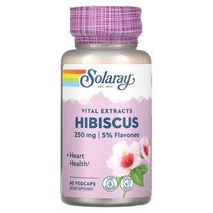Екстракт квітів гібіскуса, Guaranteed Potency Hibiscus Flower Extract, Solaray, 250 мг, 60 вегетаріанських капсул