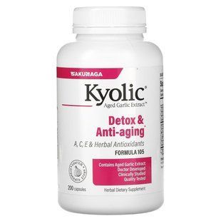 Aged garlic extract, detoxification and rejuvenation, formula 105, Kyolic, 200 capsules.