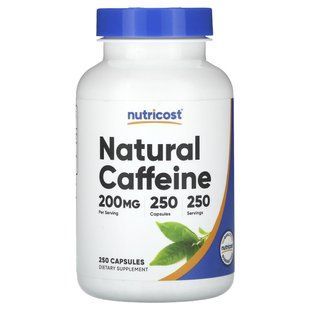 Nutricost, натуральний кофеїн, 200 мг, 250 капсул