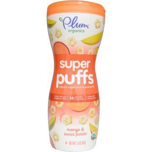 Super Puffs, organic rings made from vegetables, fruits, and grains, mango and sweet potato, Plum Organics, 1.5 ounces (42 g).