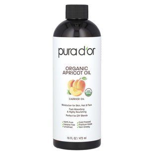 Pura D'or, Organic Apricot Oil, 16 fl oz (473 ml) купить в Киеве и Украине