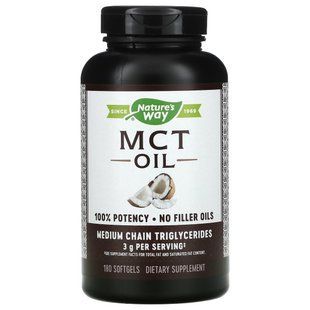 Масло среднецепочечных триглицеридов кокосовое Nature's Way (Medium Chain Triglycerides Oil) 180 мягких капсул купить в Киеве и Украине