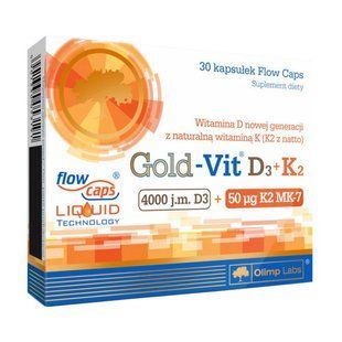 OLIMP, Gold-Vit D3 + K2 (4000 IU/50 &micro;g), 30 caps купить в Киеве и Украине