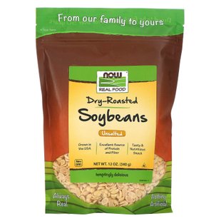 Соевые бобы сухой жарки соленые Now Foods (Soybeans Dry-Roasted) 340 г купить в Киеве и Украине