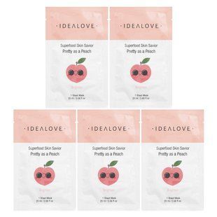 Idealove, Superfood Skin Savior, Pretty as a Peach, 5 Beauty Sheet Masks, 0.68 fl oz (20 ml) Each