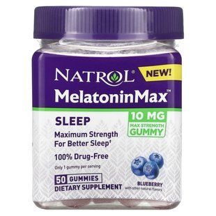 Natrol, MelatoninMax, Sleep, Blueberry, 10 mg, 50 Gummies купить в Киеве и Украине