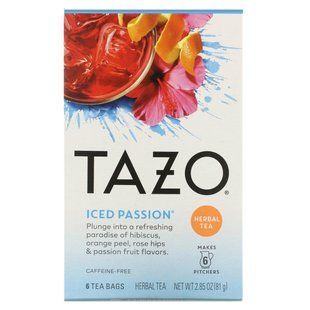 Herbal tea, Iced Passion, caffeine-free, Tazo Teas, 6 tea bags, 81 g