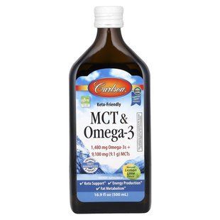 MCT и Омега-3 Carlson Labs (MCT & Omega-3) 9200 мг/1480 мг 500 мл со вкусом лимон-лайм купить в Киеве и Украине