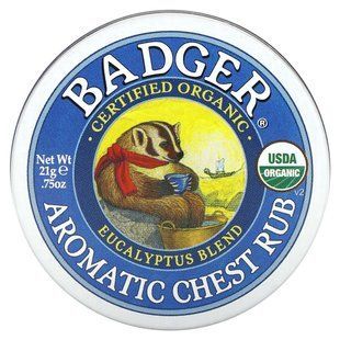 Органическая ароматическая мазь с эвкалиптом и мятой, ., Badger Company, 75 унций (21 г) купить в Киеве и Украине