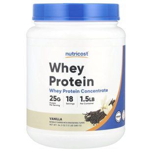 Nutricost, концентрат сироваткового протеїну, ваніль, 680 г (1,5 фунта)