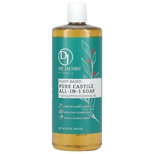 Dr. Jacobs Naturals, Plant-Based Pure Castile All-In-1 Soap, Eucalyptus Essential Oil, 32 oz (946 ml) купить в Киеве и Украине