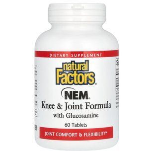 Состав для колен и суставов - NEM с глюкозамином, Natural Factors, 60 таблеток купить в Киеве и Украине
