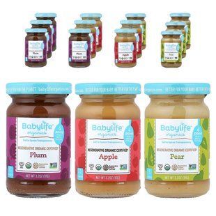 BabyLife Organics assorted baby food (Baby Food Variety Pack) from 4 months 12 jars of 91 g
