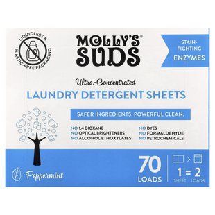 Molly's Suds, Laundry Detergent Sheets, Ultra-Concentrated, Peppermint, 35 Sheets купить в Киеве и Украине
