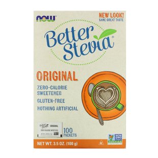 Стевия Now Foods (Original Better Stevia) 100 пакетиков купить в Киеве и Украине