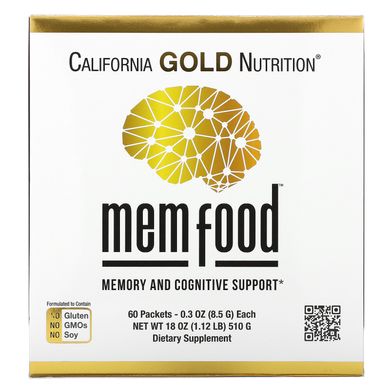 Витамины для поддержки памяти и когнитивных функций California Gold Nutrition (MEM Food Memory and Cognitive Support) 60 пакетиков по 85 г купить в Киеве и Украине