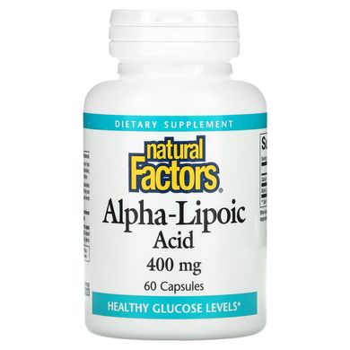 Natural Factors, Альфа-ліпоєва кислота, 400 мг, 60 капсул