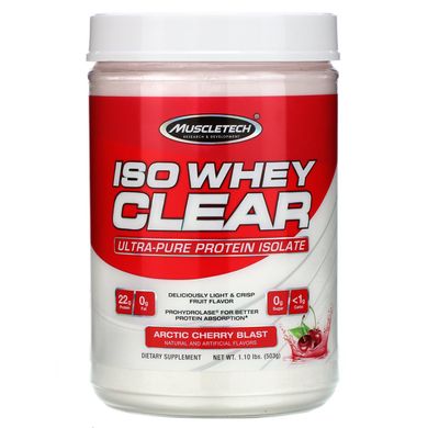 Надчистий ізолят протеїну, ISO Whey Clear, Ultra-Pure Protein Isolate, Arctic Cherry Blast, Muscletech, 503 г