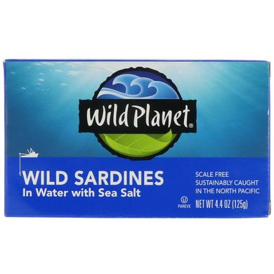 Дикі сардини в рідині з морською сіллю, Wild Planet, 4,4 унції (125 г)