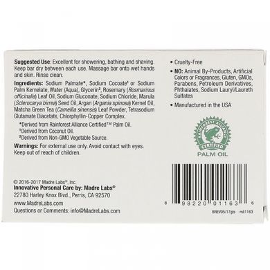 Soap with Green Tea Antiseptic Rosemary Madre Labs (Green Tea Soap) 141 g