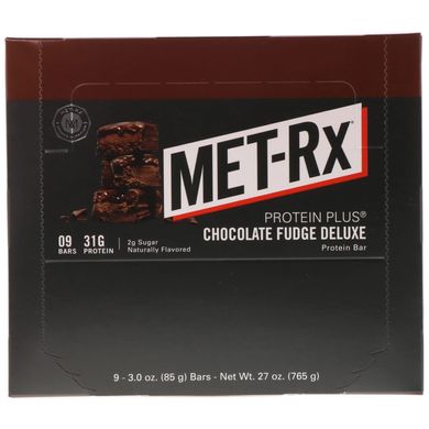 MET-Rx, Протеин Плюс, Шоколадная Помадка Делюкс, 9 Батончиков, по3,0 унции (85 г) каждый купить в Киеве и Украине