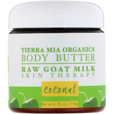 Олія для тіла, терапія для шкіри з сирим козячим молоком, кокос, Tierra Mia Organics, 4 рідких унції (113 г)