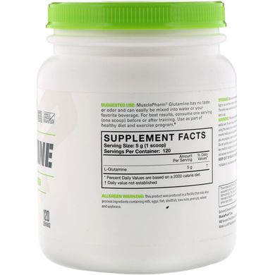 Глютамін Essentials, без смакових добавок, MusclePharm, 1,32 фунта (600 г)