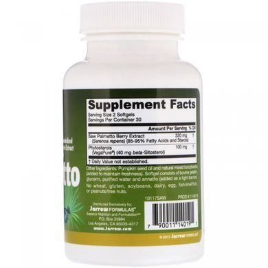 Со пальметто, Jarrow Formulas, 160 мг, 60 мягких капсул купить в Киеве и Украине