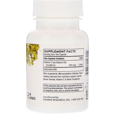 Вітамін Д3 Thorne Research (Vitamin D3) 10000 МО 60 капсул
