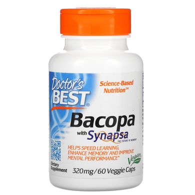 Бакопа, Bacopa With Synapsa, Doctor's Best, 320 мг, 60 рослинних капсул