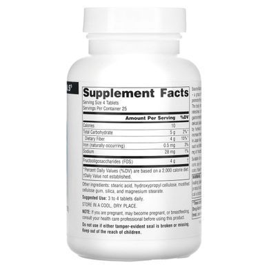 Fructooligosaccharides, FOS, Source Naturals, 100 tablets