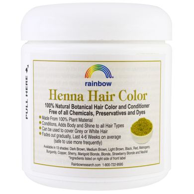Хна для волос каштан цвет и кондиционер Rainbow Research (Henna) 113 г купить в Киеве и Украине